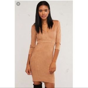 Akira Chicago Red Label Tan Suede Dress